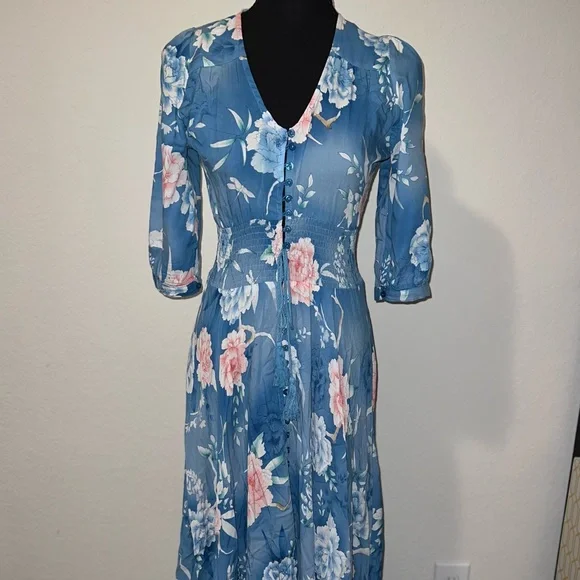 Jaase Blue Floral boho maxi Dress - Picture 2 of 10